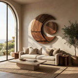 Modern Multi-layered Crescent Moon Wood Wall Art For Interior