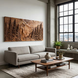Modern Forest Mountain Wood Wall Art For Living Room