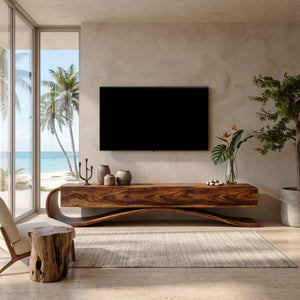Organic Modern Cantilever TV Console For Living Room Decor