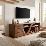 Sculptural Walnut TV Stand Modern Minimalist Interior