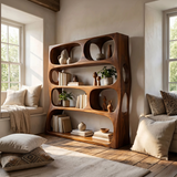 Farmhouse Sculptural Bookshelf Storage Organizer For Home Office