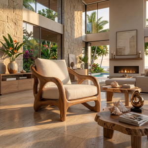 Modern Organic Wooden Armchair Grand Entryway