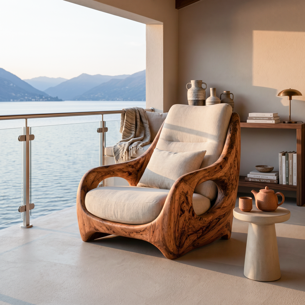 Organic Armchair Smooth Curved For Living Room
