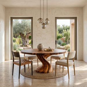 Modern Round Dining Table With Twisted Leg For Breakfast Nook