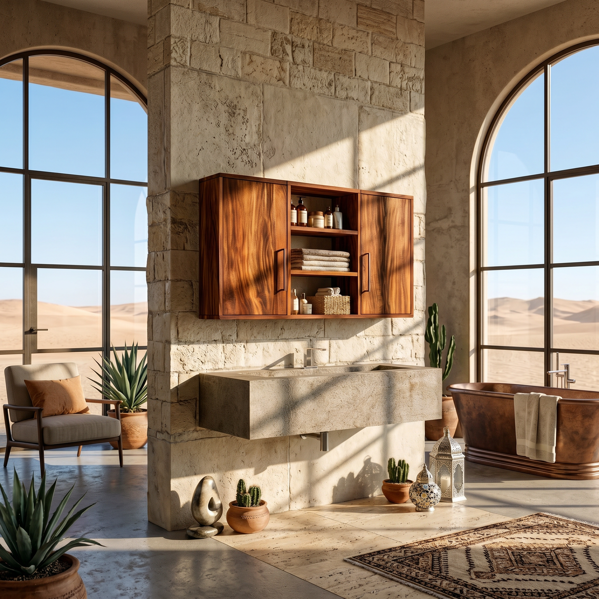 Contemporary Wave Front Bathroom Cabinet Luxury Bathroom