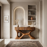 Modern Wood Console Table With Carved Drawers For Luxury Home