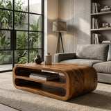 Minimalist Coffee Table With Storage Shelf For Living Room