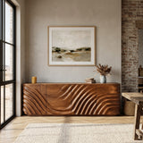 Modern Wooden Sideboard With Carved Door For Minimalist Living Space