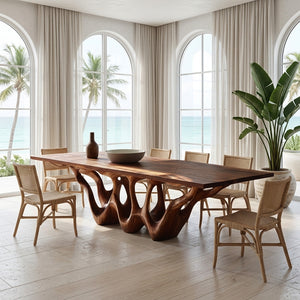 Organic Wooden Dining Table With Sculptural Root Base For Dining Room