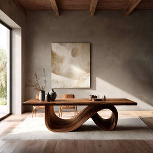 Modern Dining Table With Infinity Curve Base For Luxury Dining