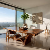 Artistic Wave Leg Wood Dining Table For Designer Dining Room