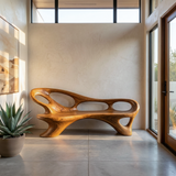 Modern Entryway Bench With Continuous Curved Structure For Modern Living