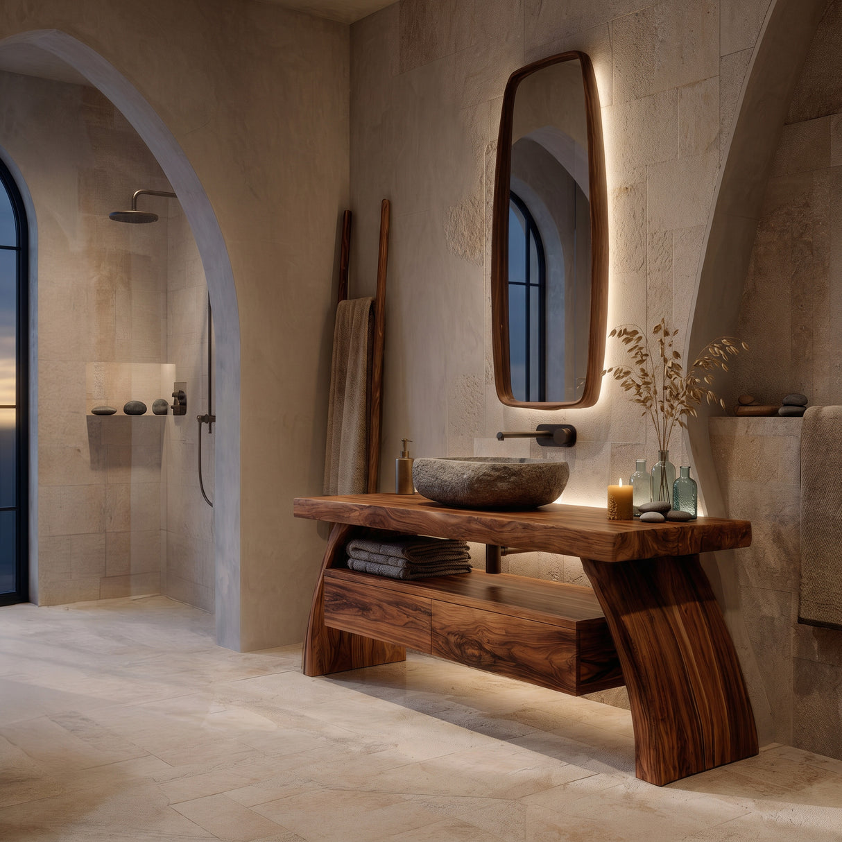 Contemporary Wood Bathroom Vanity With Drawer Storage For Bathroom