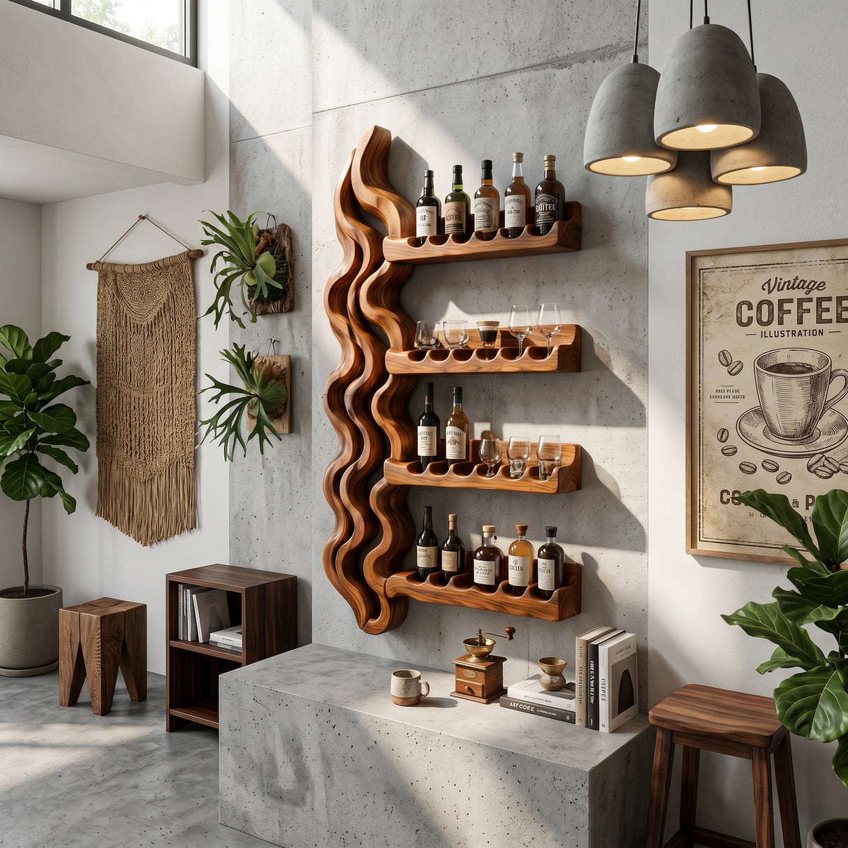 Japandi Wine Storage Rack For Dining Room