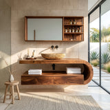 Modern Floating Bathroom Vanity With Curved Frame For Bathroom