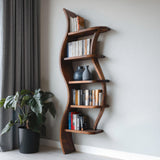 Modern Sculptural Bookshelf With Curved Design For Living Room