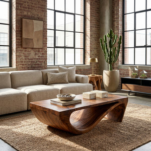 Modern Sculptural Wooden Coffee Table For Living Room