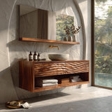 Contemporary Floating Bathroom Vanity With Carved Front For Bathroom