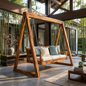 Tropical Wooden Garden Swing Backyard Lounge Seating