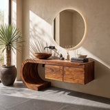 Organic Floating Bathroom Vanity With Sculptural Curved Base For Bathroom