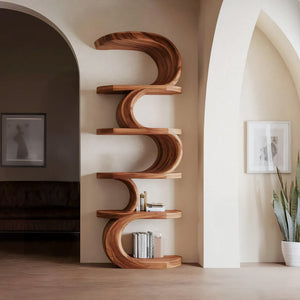 Modern Curved Bookshelf For Living Room Or Office Storage