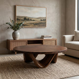 Contemporary Round Coffee Table With Continuously Curved Base For Living