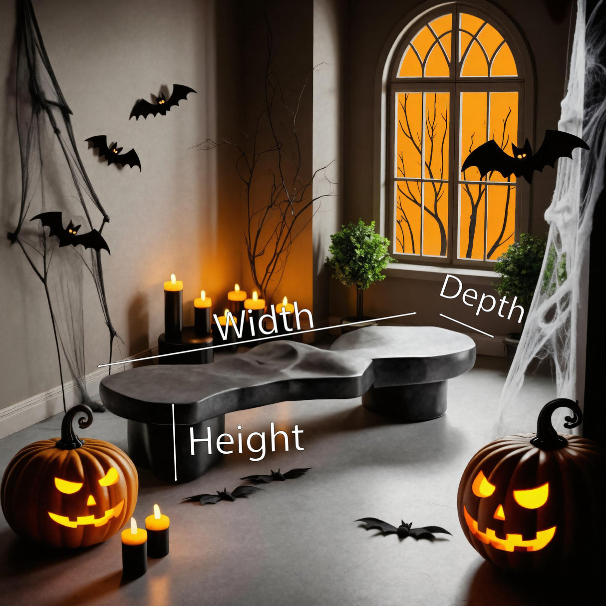 Modern Halloween Sculptural Bench For Living Room Or Entryway