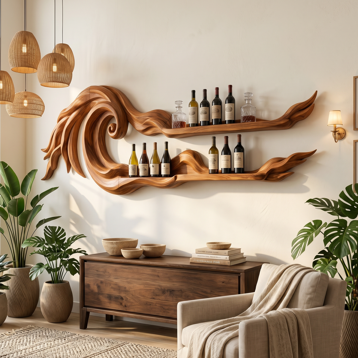 Coastal Wall Wine Rack For Beach House