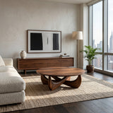 Modern Round Coffee Table With Crossed Base For Living Room