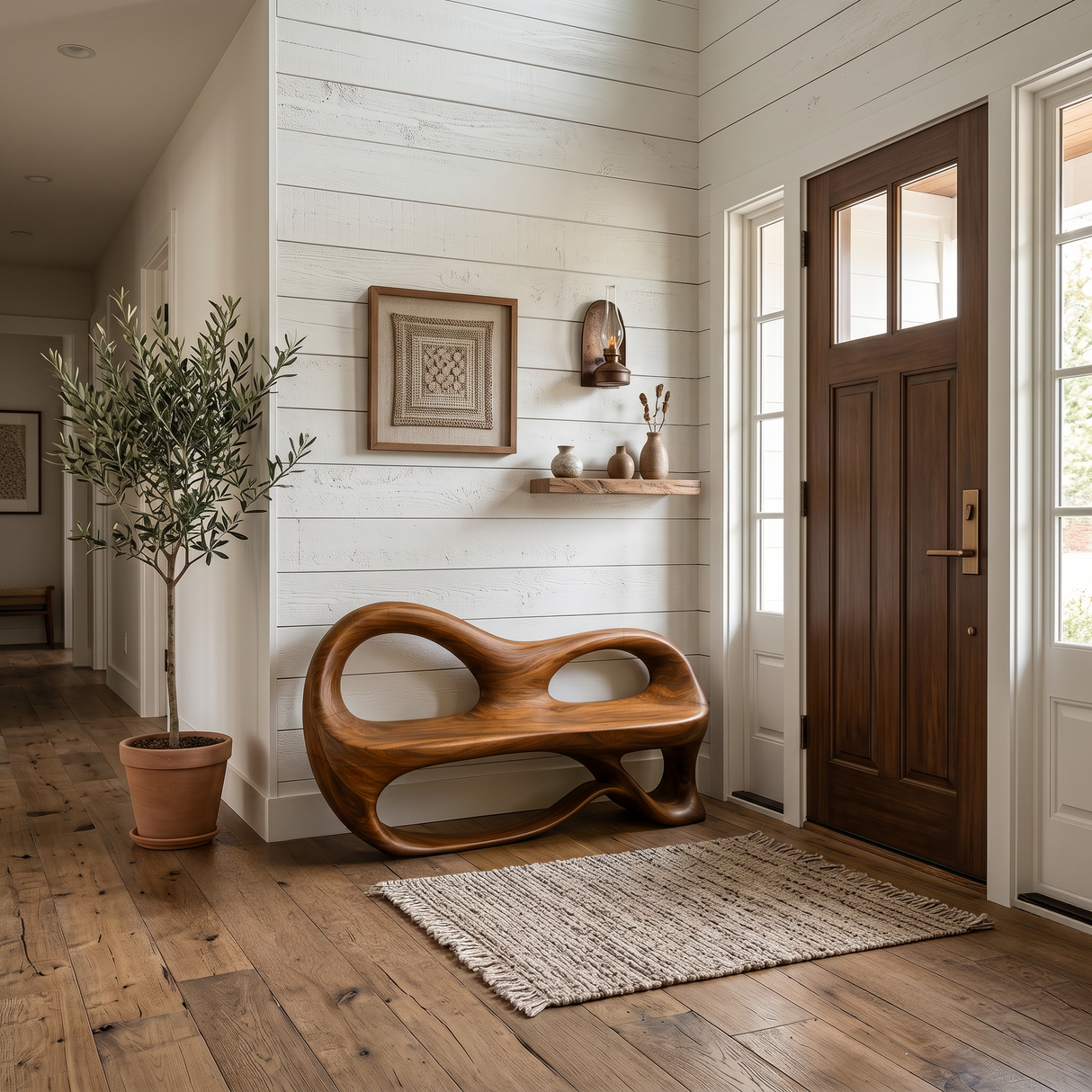 Organic Sculptural Bench For Luxury Entryway Decor
