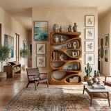Organic Bookshelf With Display and Storage For Living Room