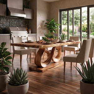Rustic Kitchen Table For Outdoor Patio Kitchen