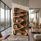 Modern Wooden Bookshelf Inspired By Organic Architecture For Living Room