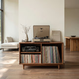 Minimalist Record Player Cabinet With Three Open Shelves For Home