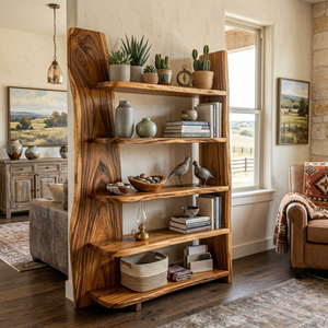 Handcrafted Wooden Bookshelf For Living Room Interior