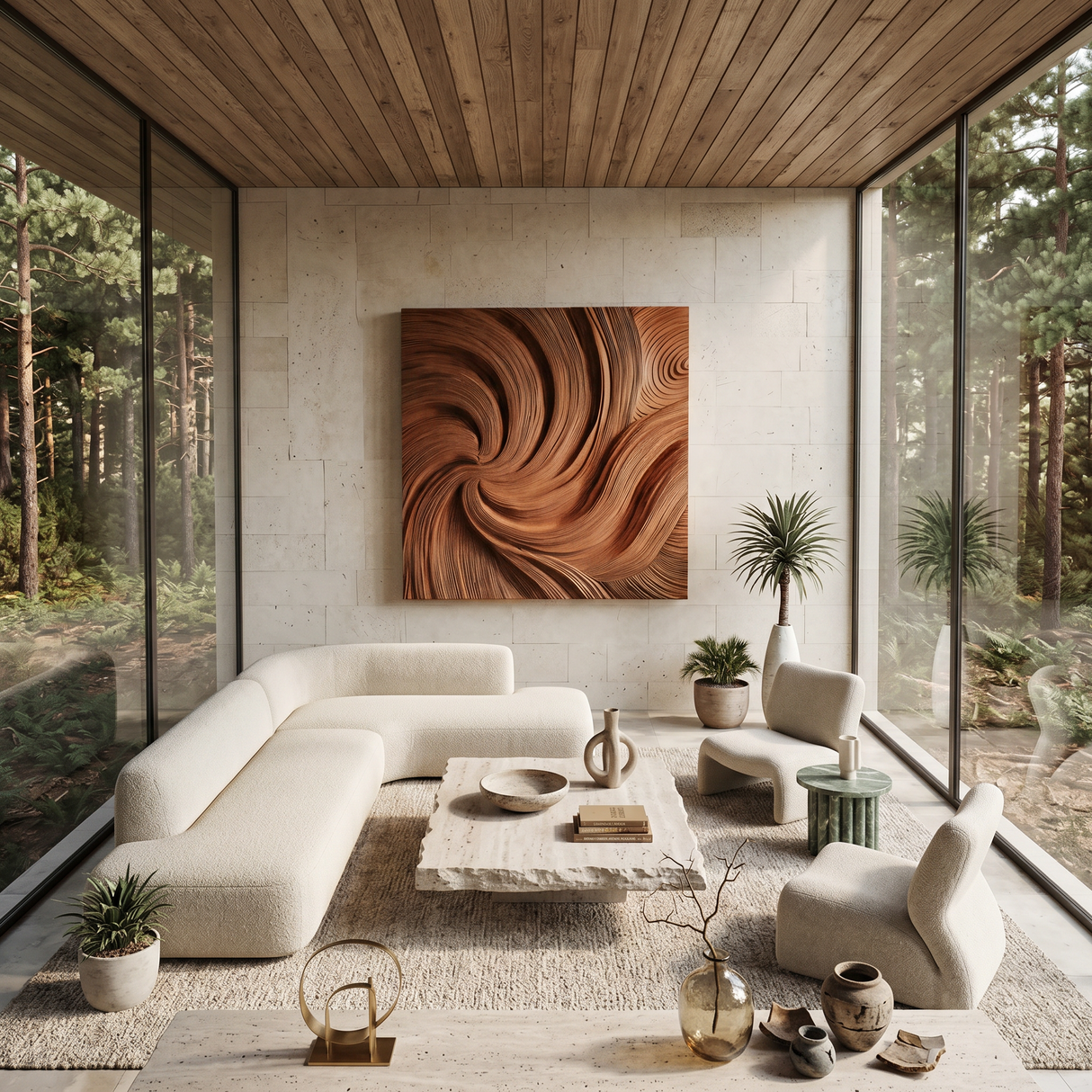 Modern Wall Art Panel With Wave Design For Living Room