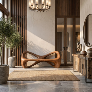 Organic Bench With Continuous Curved Base For Luxury Interiors