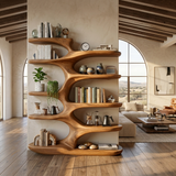 Handcrafted Sculptural Wood Bookshelf For Home Library