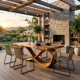Modern Wooden Dining Table With Sculptural Base For Dining Room
