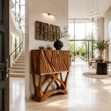Modern Wooden Console Table With Sculptural Legs For Home Decor