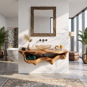 Mid Century Live Edge Floating Vanity Best Bathroom Decor