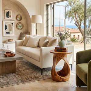 Organic Wooden Twist Side Table For Living Room Decor