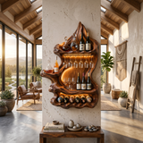 Organic Mountain Inspired Wine Shelf For Lounge Area