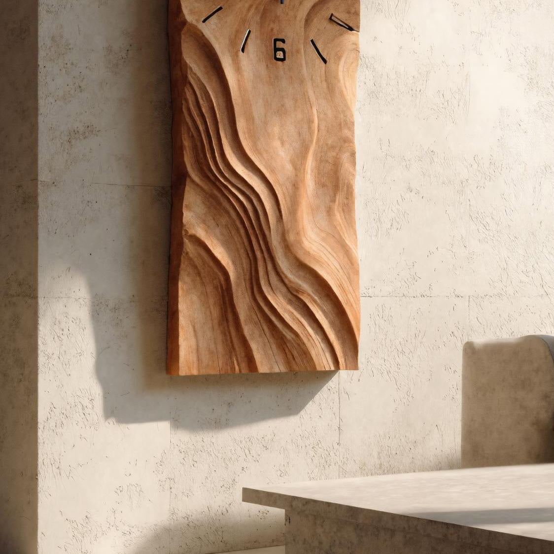 Organic Vertical Sculptural Wall Clock For Living Room