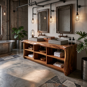 Organic Monkeypod Vanity Unit For Resort Suite