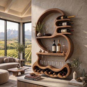 Rustic Wall Mounted Wine Display For Lounge Area