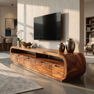 Luxury Monkeypod Media Console For Modern Interior