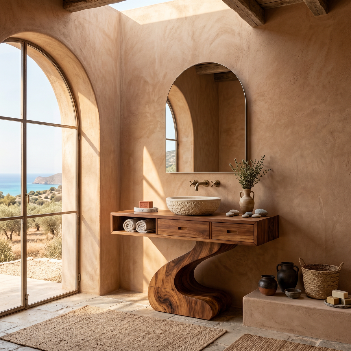Contemporary Sculpted Vanity For Modern Bathroom Interior