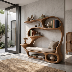 Contemporary Reading Seat Bookcase For Home Library