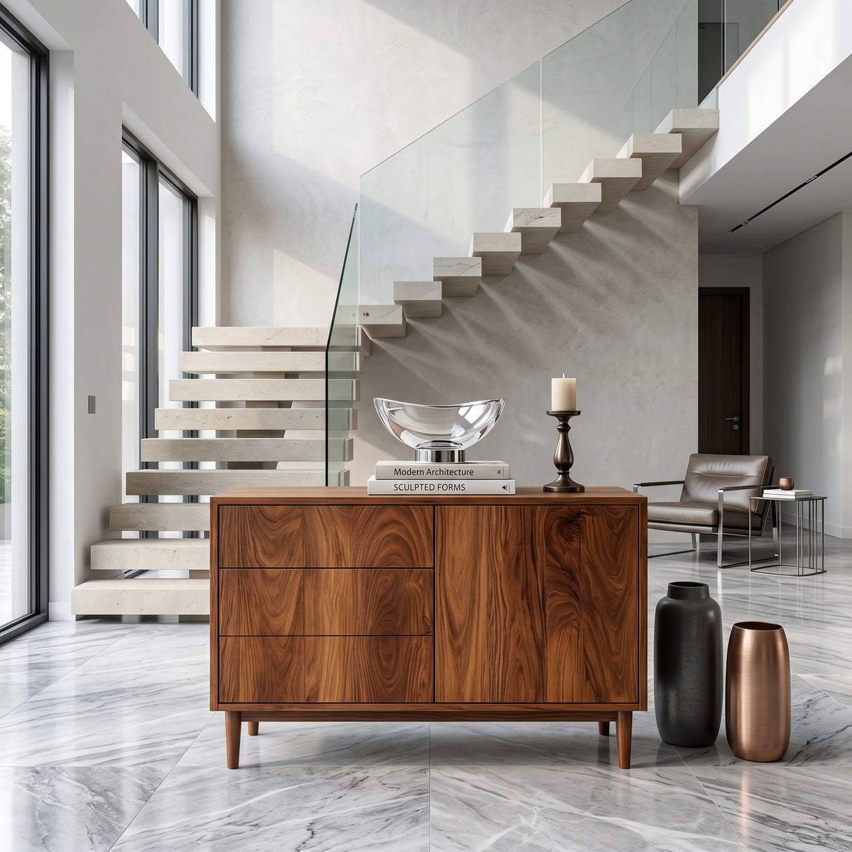 Minimalist  Console Table With Multiple Compartments For Living Room